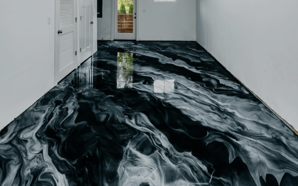 Black and gray custom epoxy floor coating