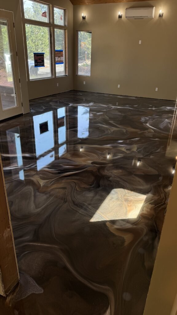 black metallic flooring for business lobby