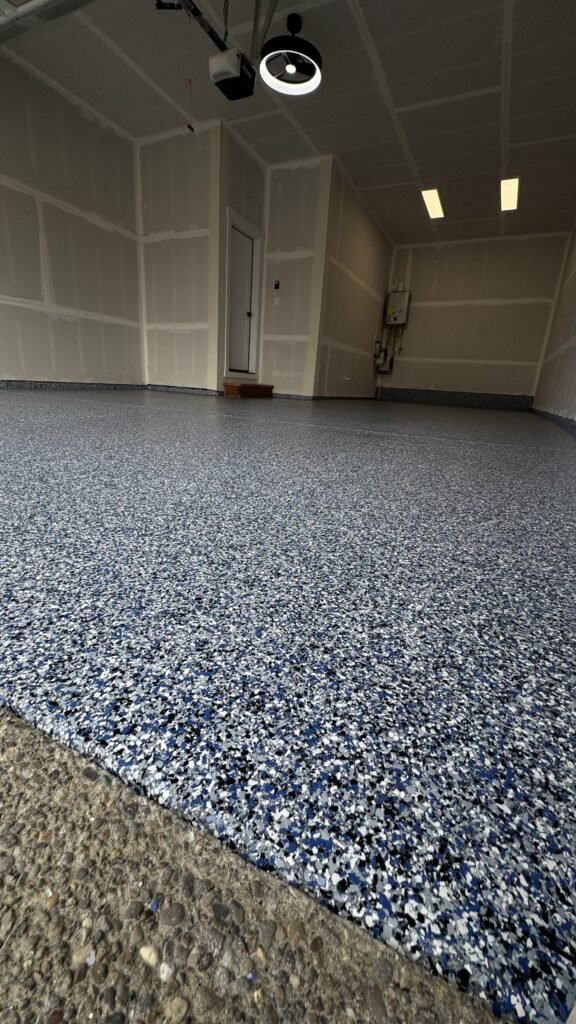 garage flooring after epoxy flake finish